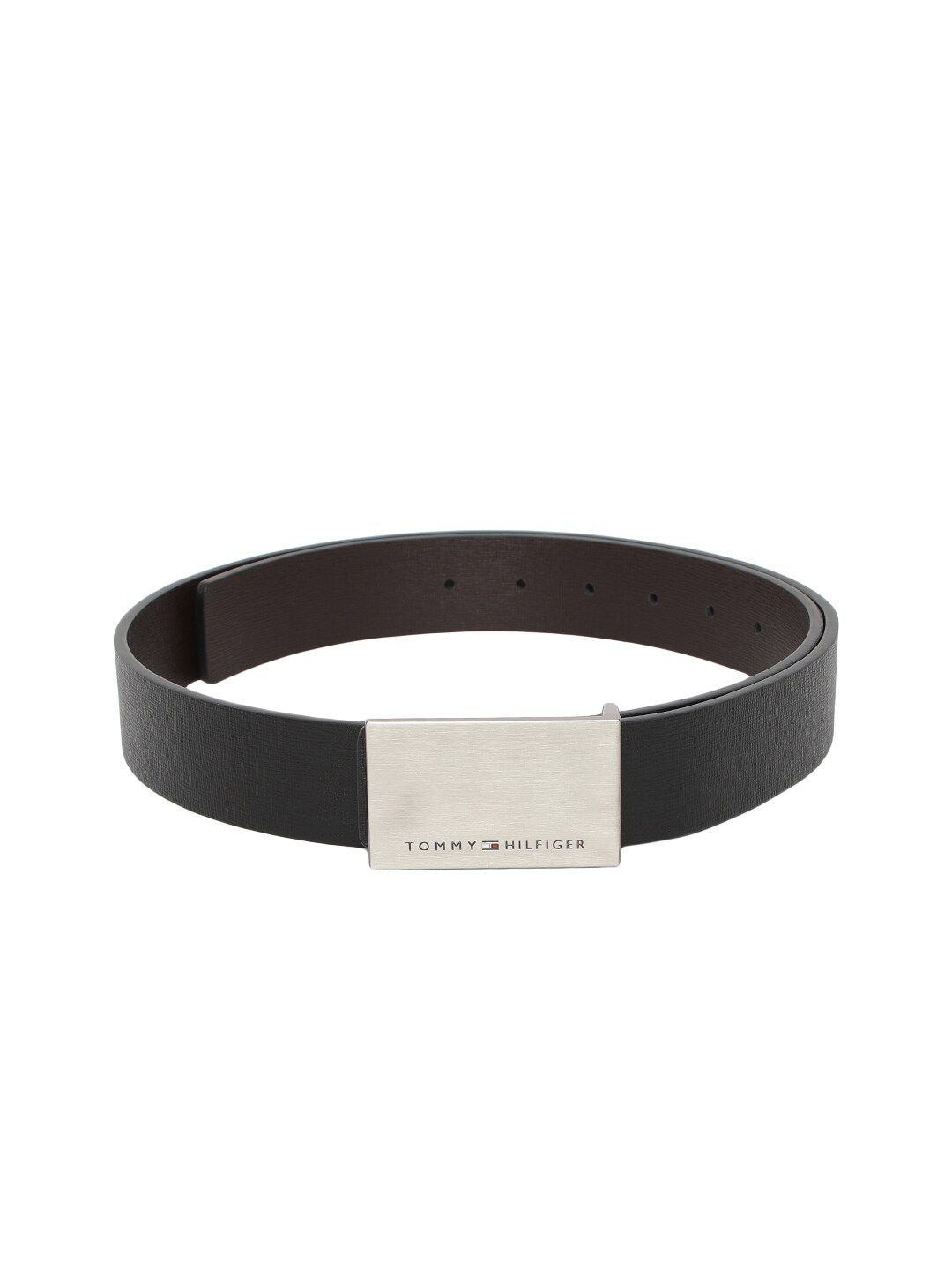 Tommy Hilfiger Unisex Black & Brown Textured Reversible Leather Belt-picture-25