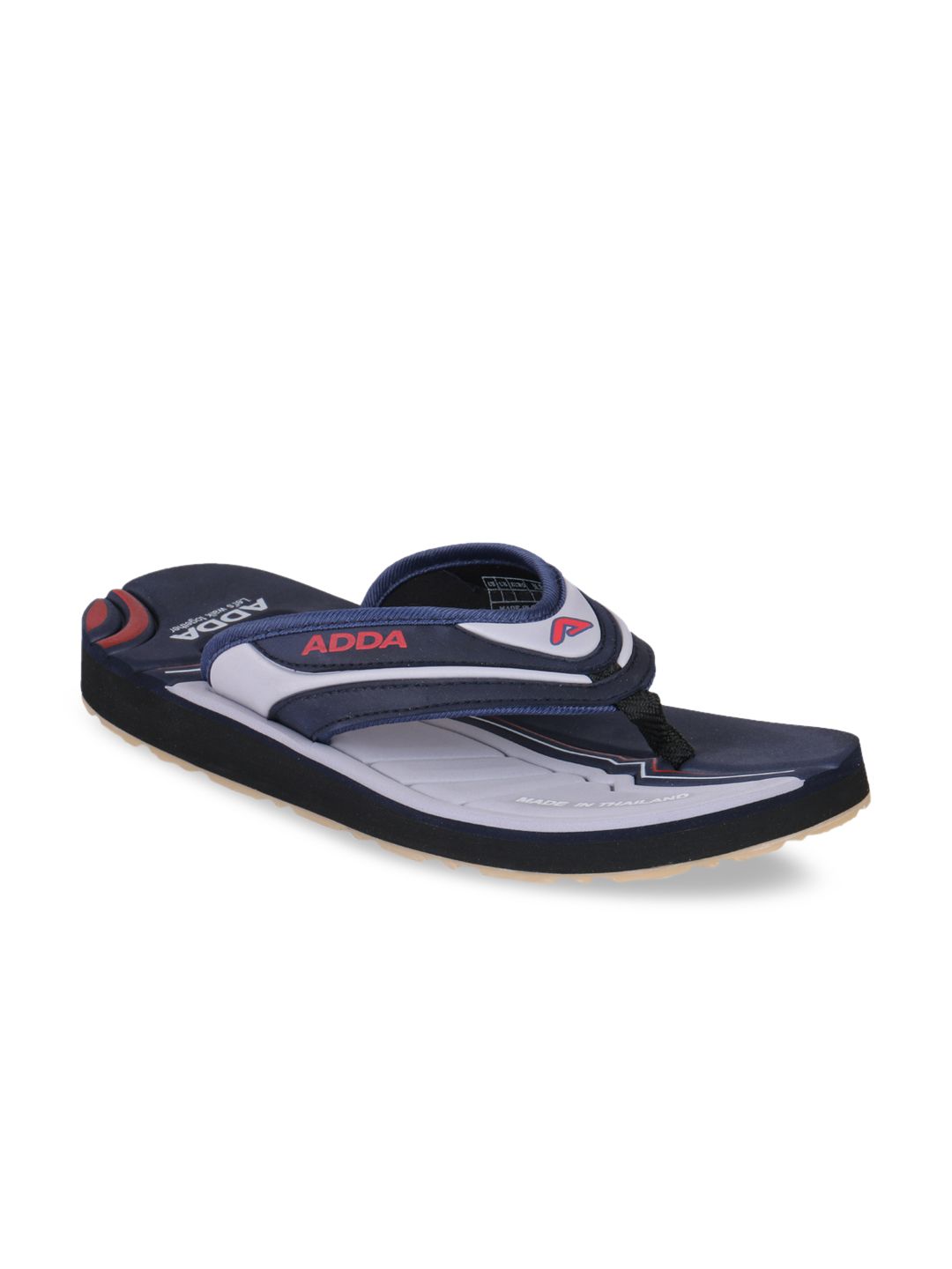 Adda Men Navy Blue & Grey Colourblocked Thong Flip-Flops-picture-39