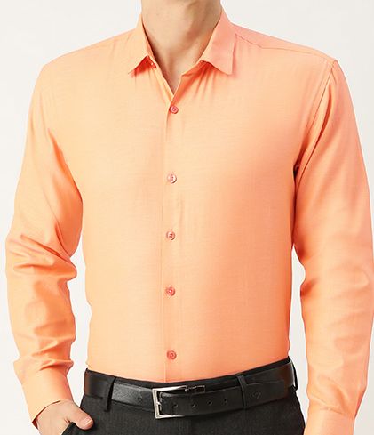 Buy SOJANYA Men Coral Orange Classic Regular Fit Self Design Formal Shirt -  Shirts for Men 12086372 | Myntra