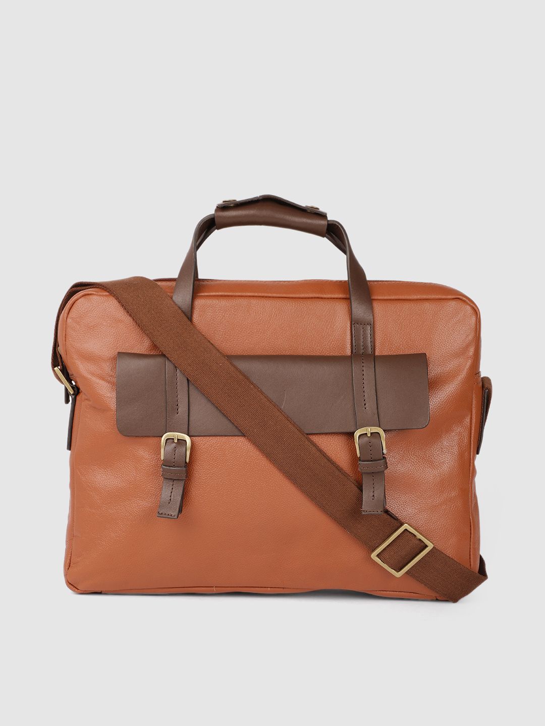 Hidesign Men Tan Brown Solid Leather Laptop Bag-image-43