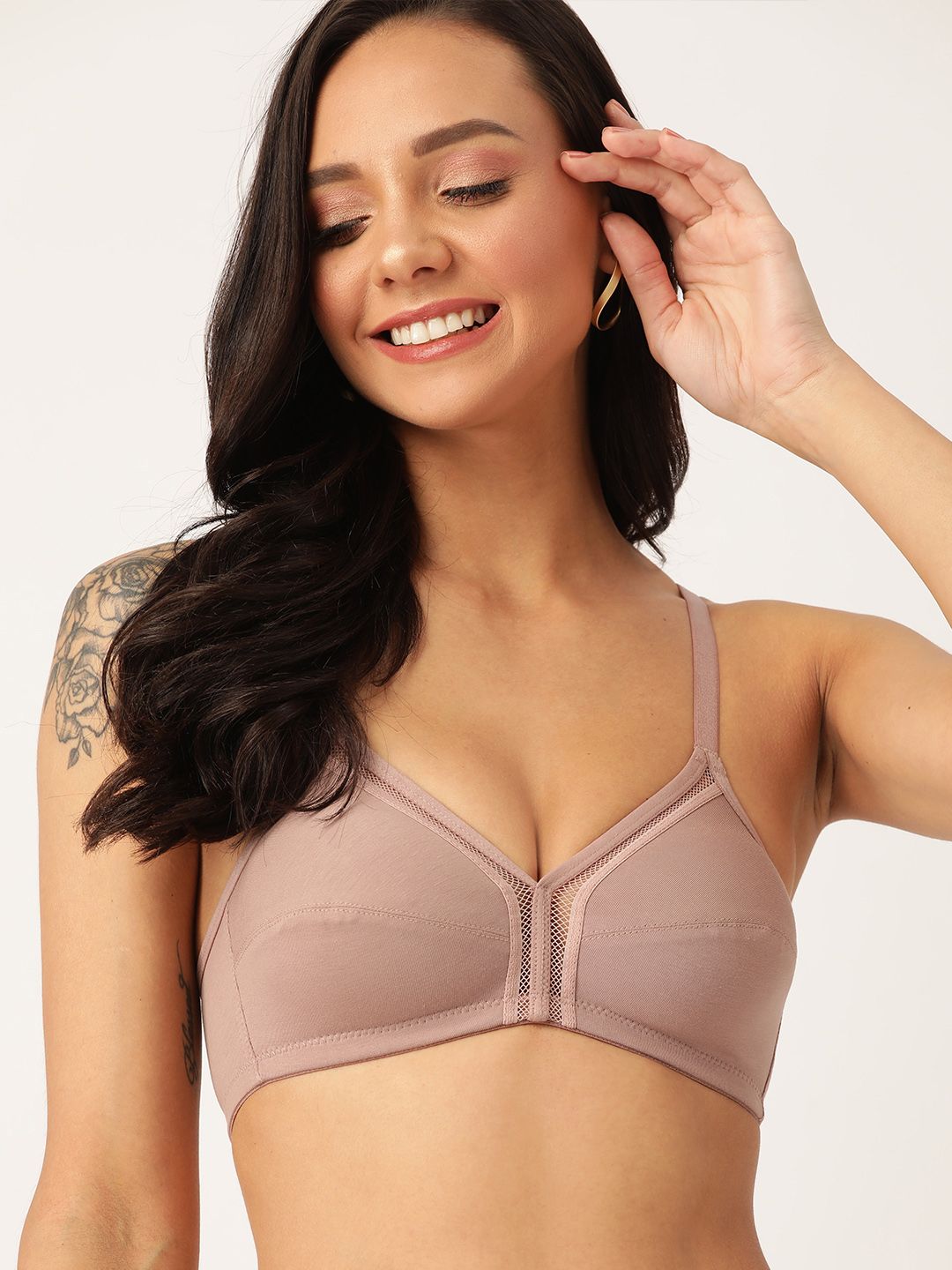 DressBerry Brown Solid Non-Wired Non Padded Everyday Bra-image-1
