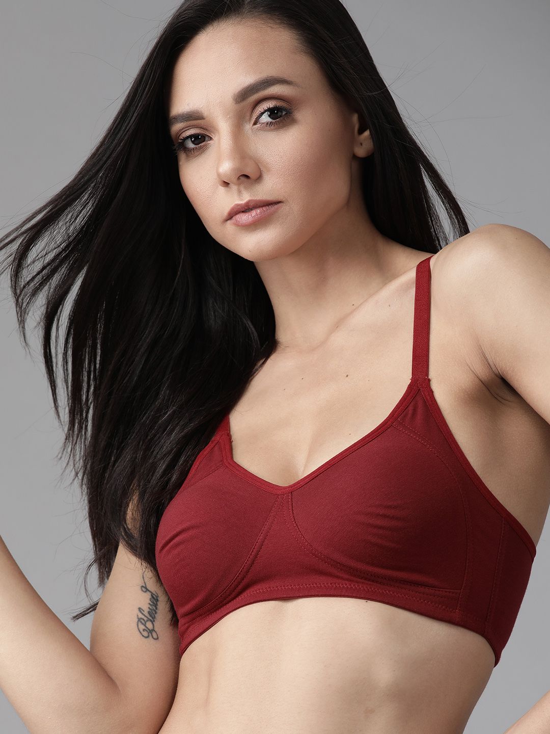 roadster x fwd Roadster Maroon Solid Non-Wired Non Padded Everyday Bra RDST-PAAM-BRA-024-R39-picture-13
