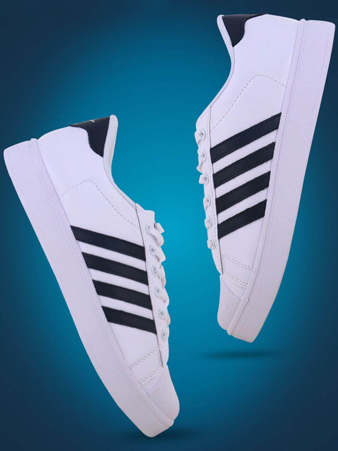 Sparx Men White & Black Striped Sneakers-image-37