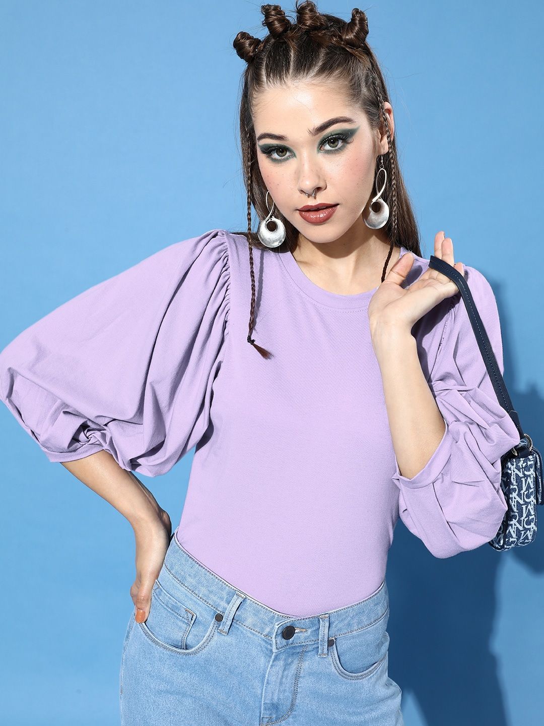 Roadster Women Elegant Lavender Solid Volume Play Top-picture-31