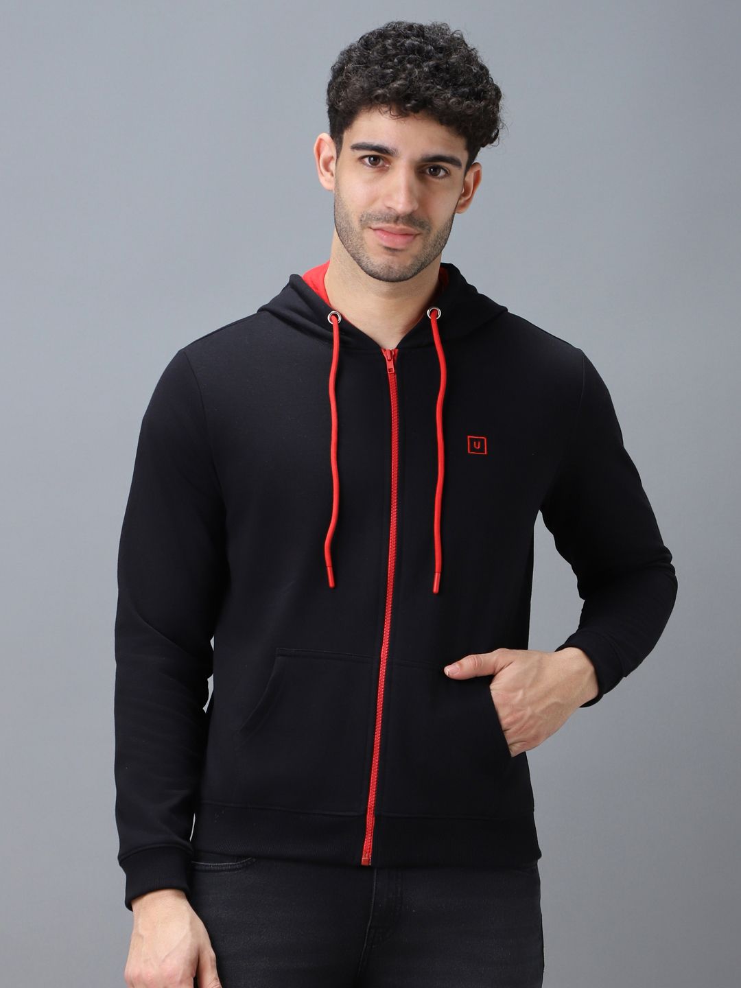 Urbano Fashion Men Black Solid Hooded Sweatshirt - Price History