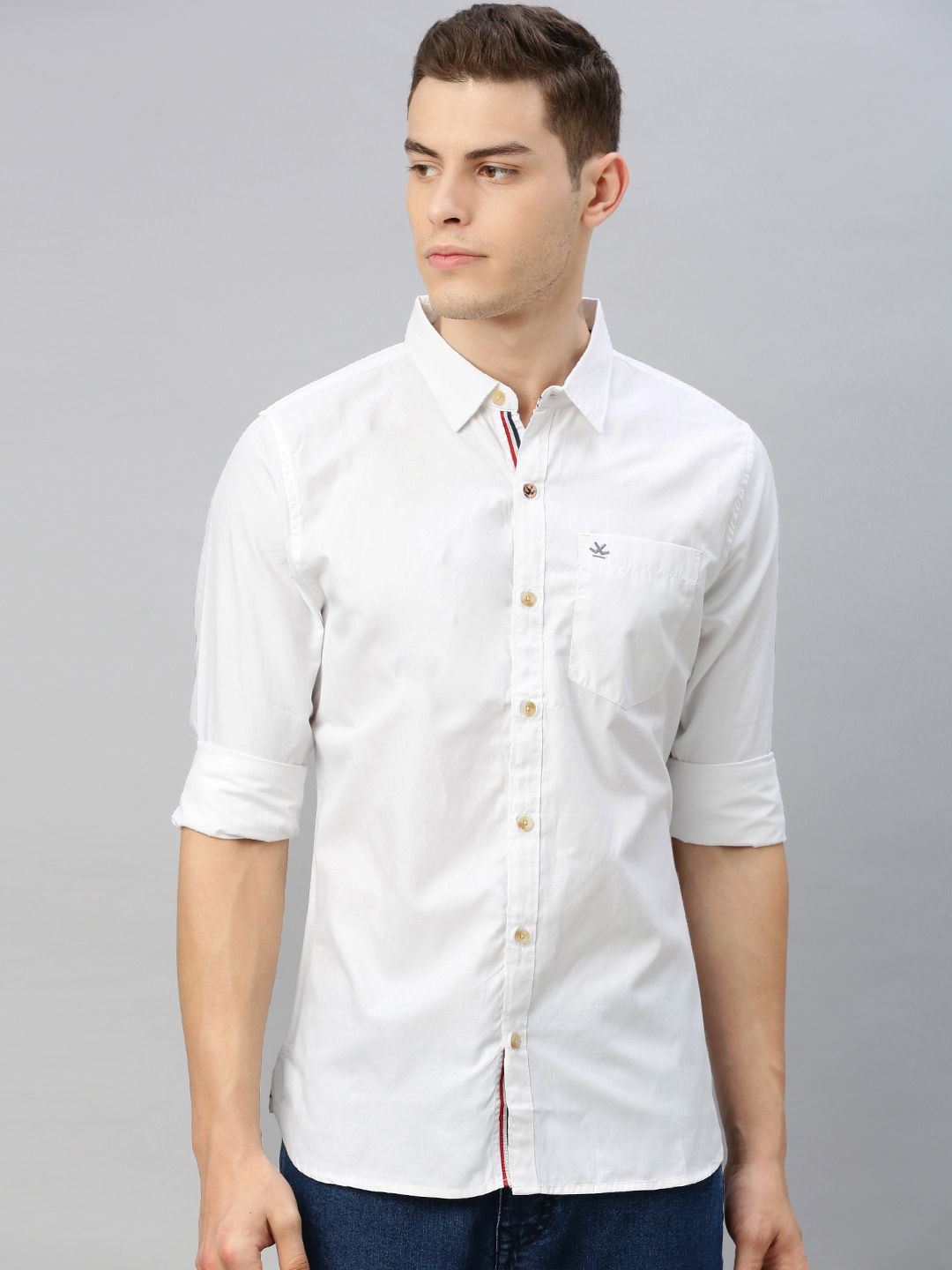 WROGN Men White Slim Fit Casual Shirt-image-5