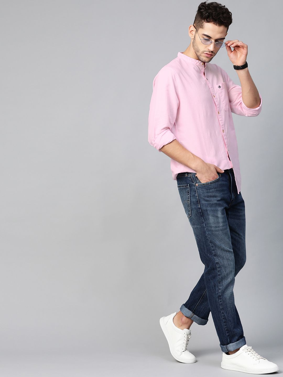 WROGN Men Pink Slim Fit Solid Casual Shirt