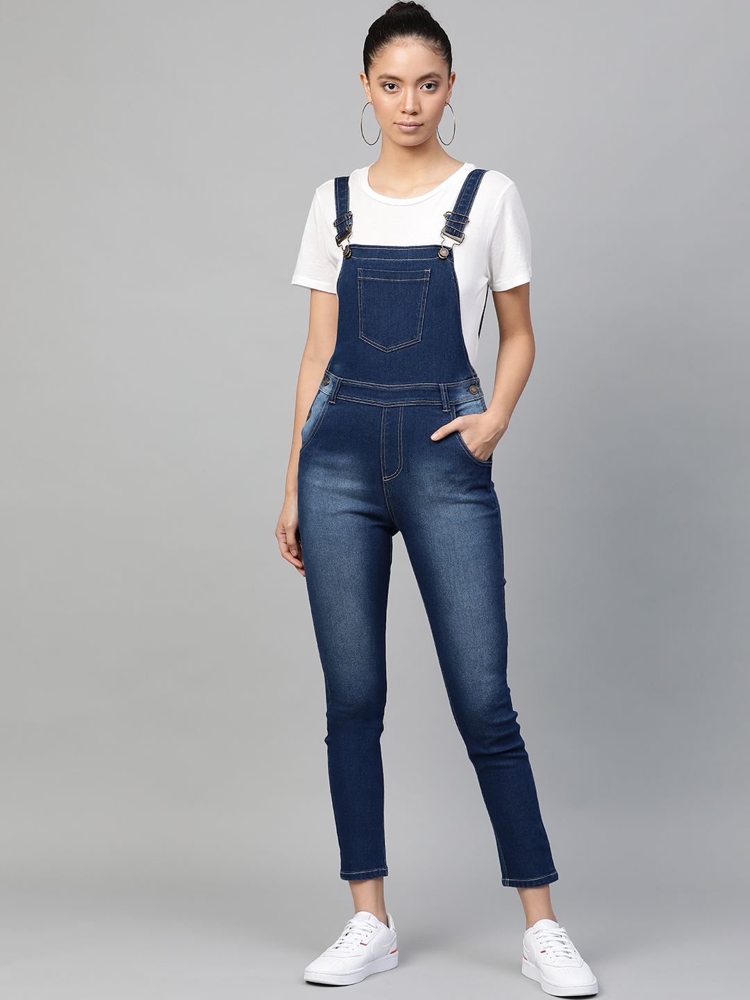 SAVE ₹1587 on Sassafras SASSAFRAS Women Blue Washed Denim Dungarees