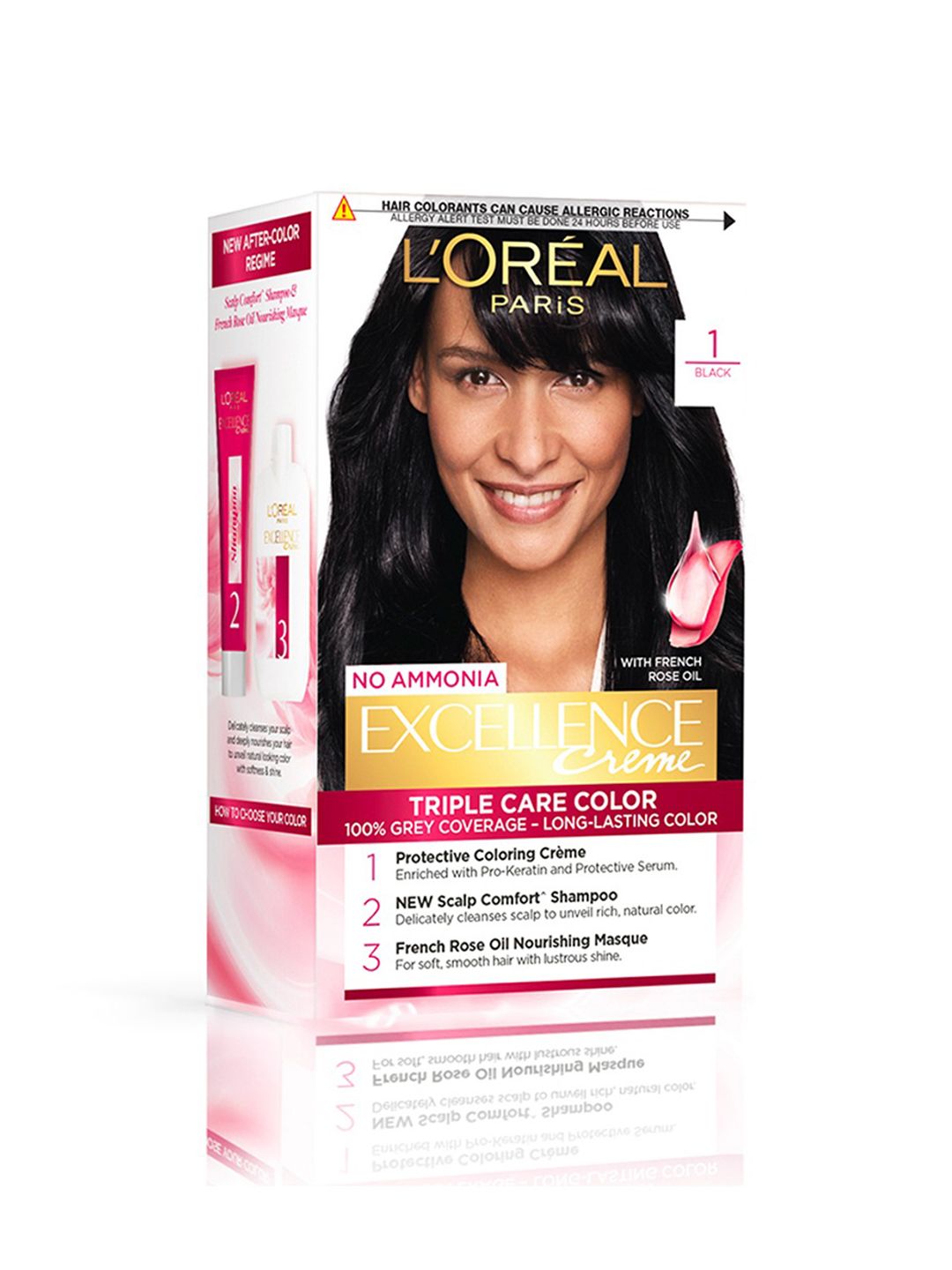 LOreal Paris Excellence Creme Triple Care Hair Color 72 ml+100g - Black 1