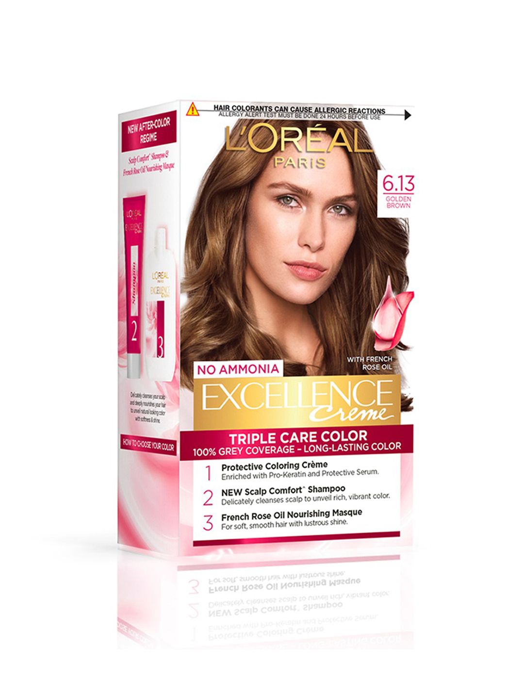 Loreal Paris Excellence Creme Triple Care Hair Color Golden Brown 613 72ml100g Price History 6325