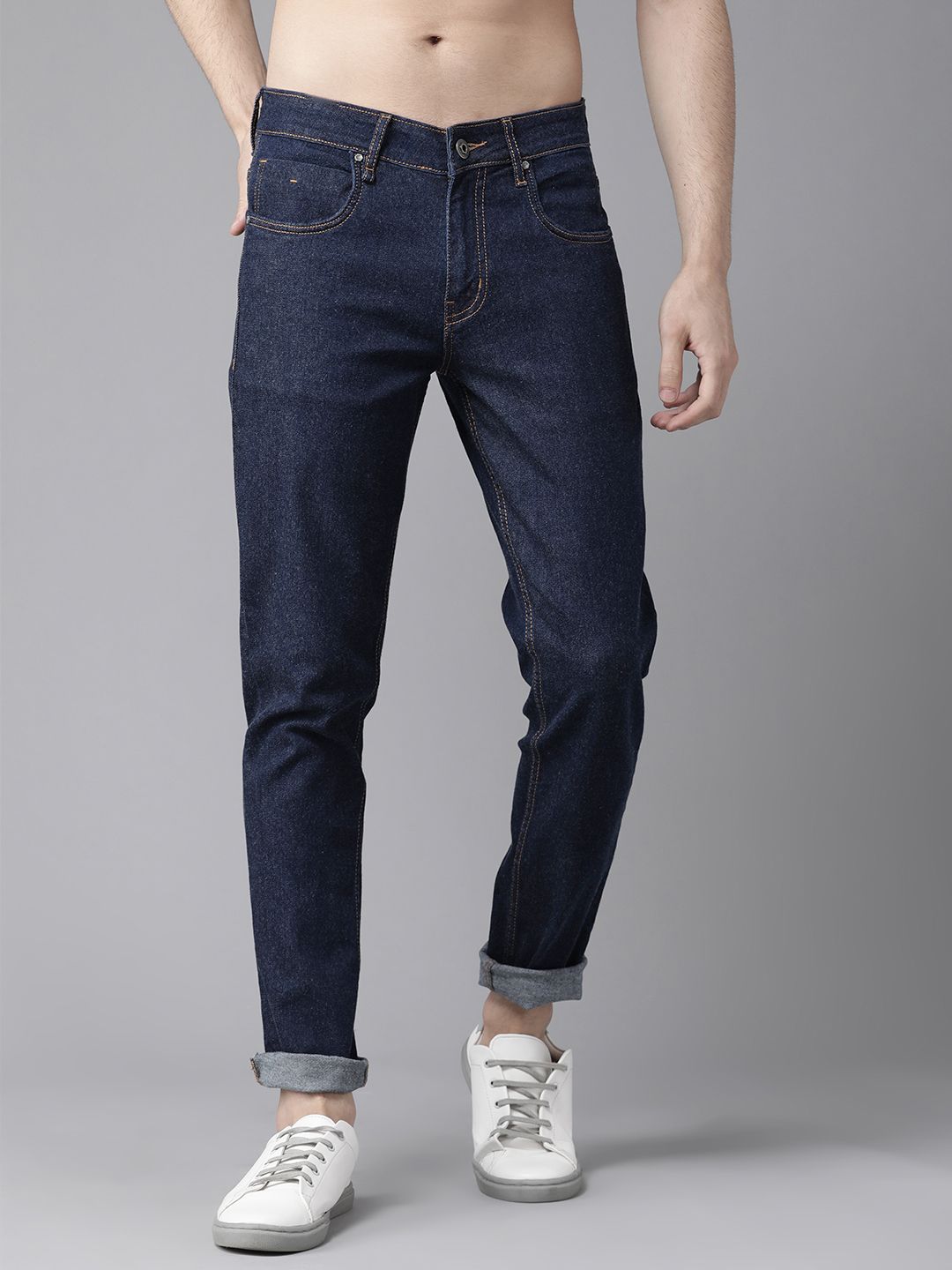 Roadster Men Navy Blue Slim Tapered Fit Mid-Rise Clean Look Jeans ...