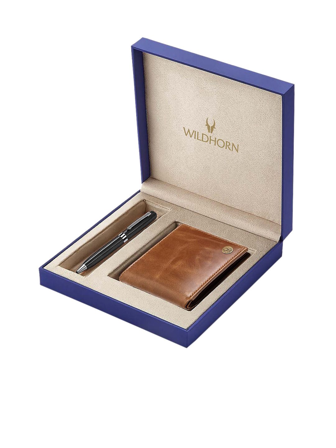 WildHorn Men Tan Brown & Black RFID Protected Genuine Leather Wallet & Pen Accessory Gift Set-image-18
