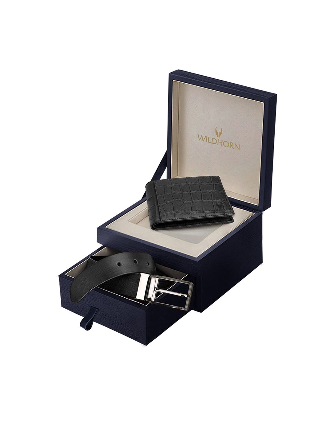 WildHorn Men Black RFID Protected Genuine Leather Wallet & Belt Accessory Gift Set-image-13