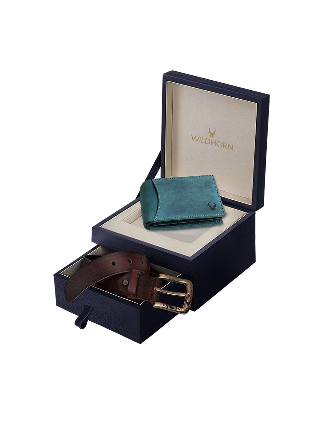 WildHorn Men Brown & Blue RFID Protected Genuine Leather Accessory Gift Set-picture-18