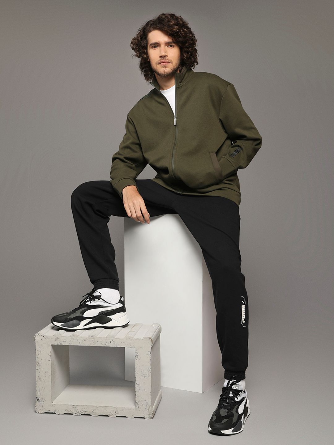 Puma Men Olive Green NU-TILITY Solid Track Jacket-picture-41