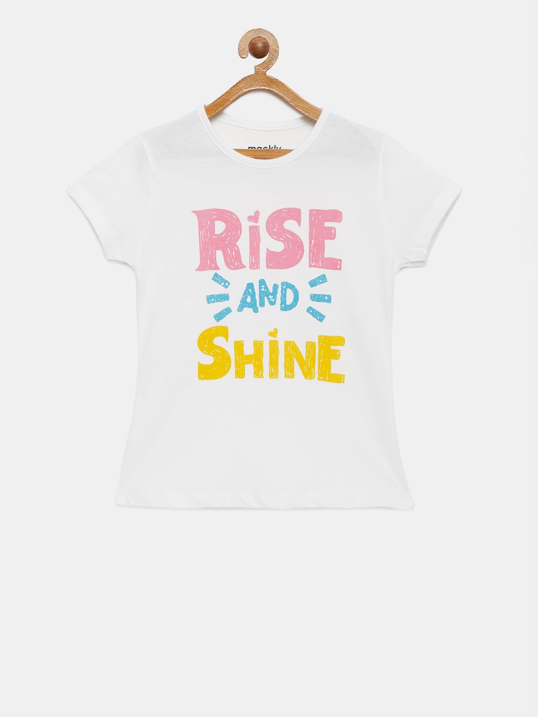 mackly Girls White & Yellow Printed Lounge T-shirt-picture-27