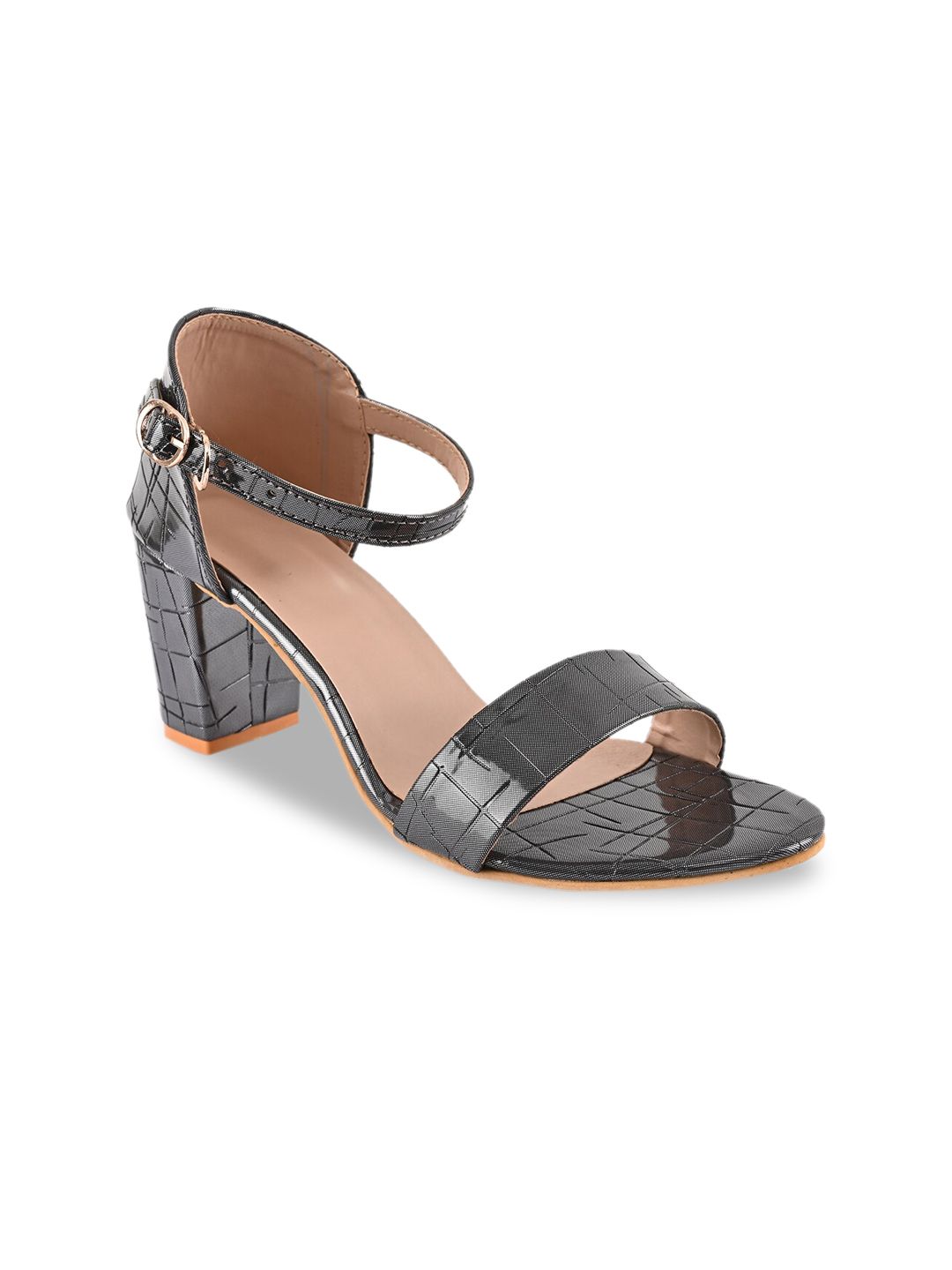 BuckleUp Women Black Textured Block Heels-picture-29
