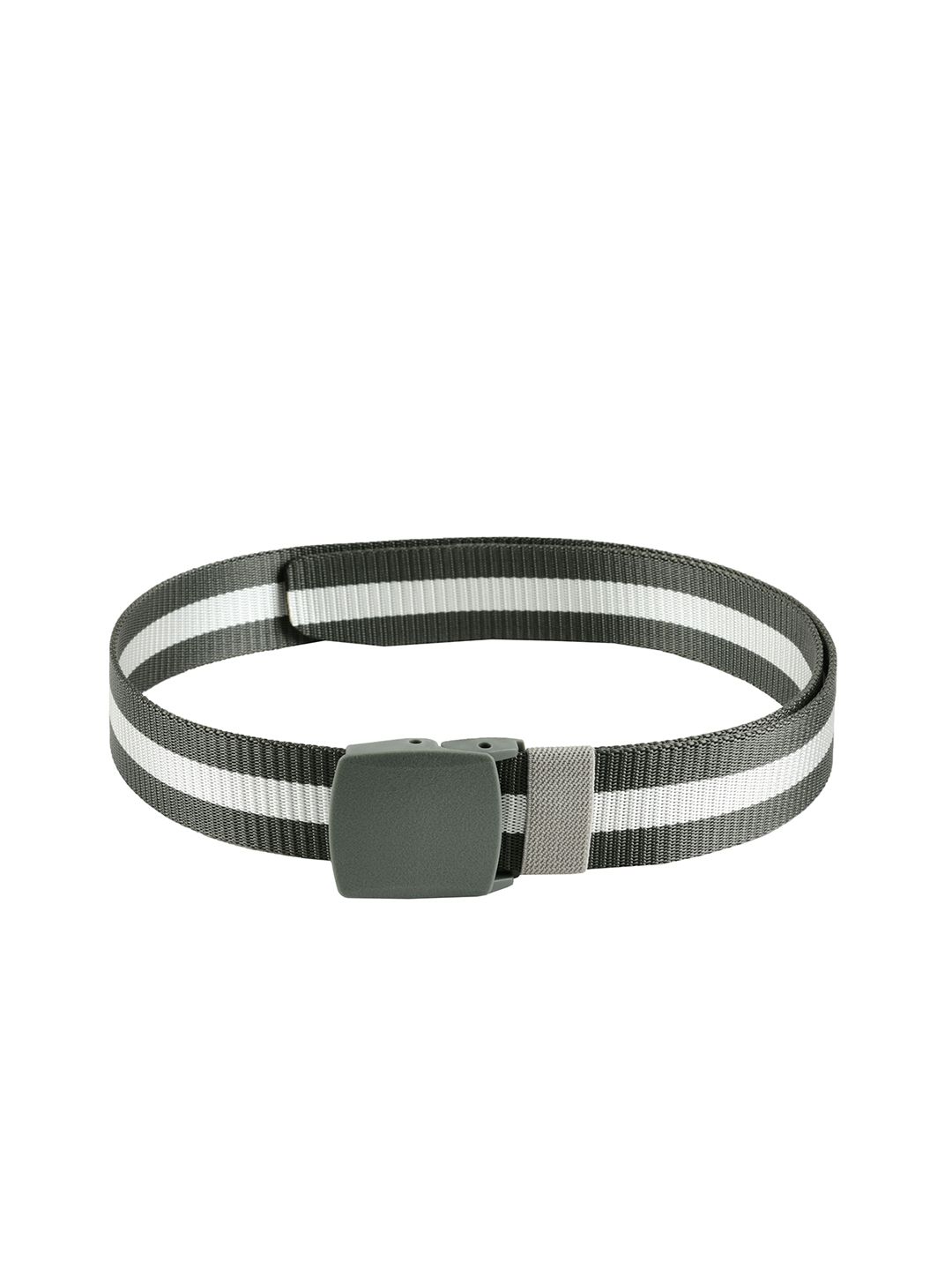 WINSOME DEAL Men Grey & White Textured Canvas Belt-image-7