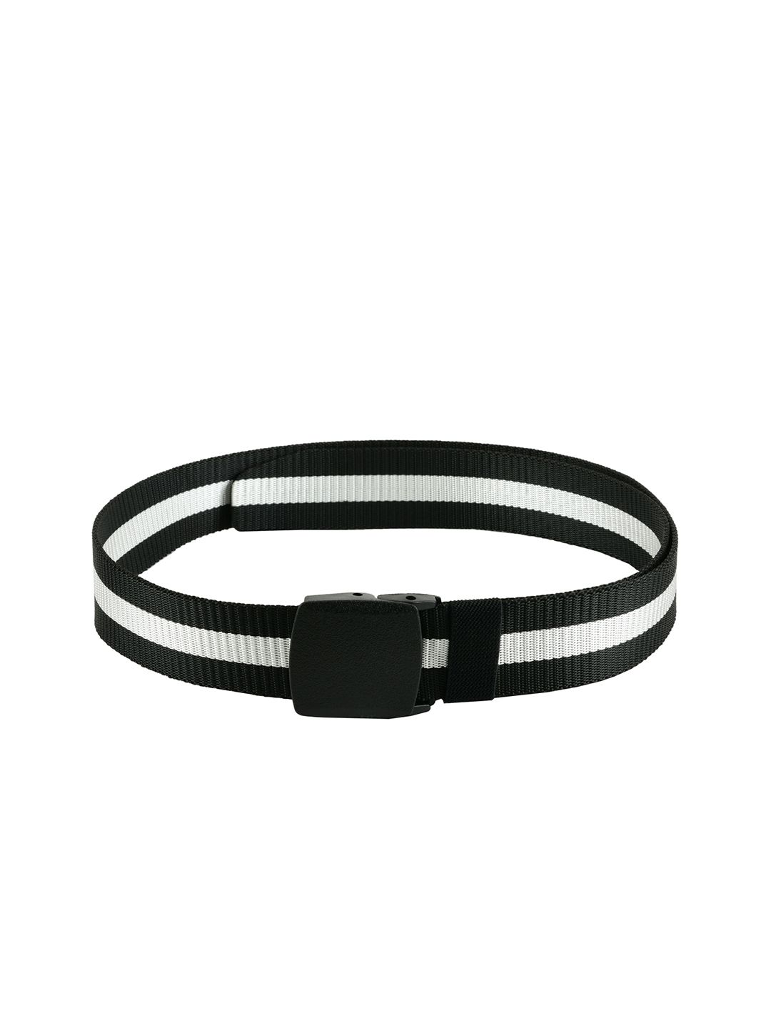 WINSOME DEAL Men Black & White Striped Belt-picture-6