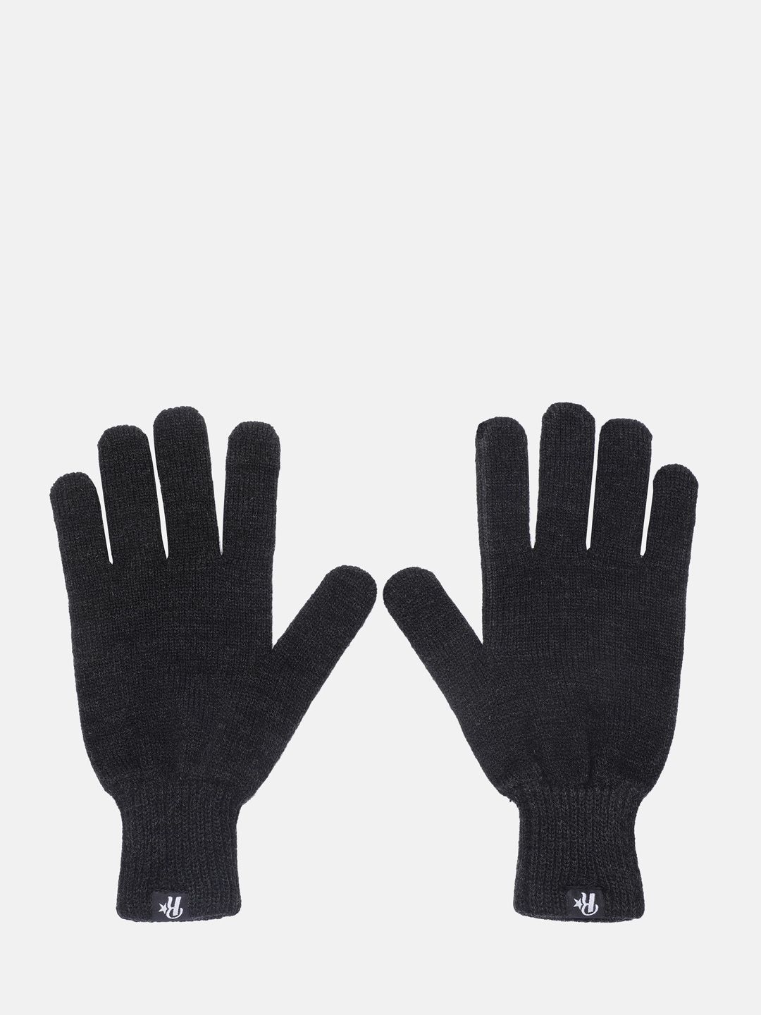 Roadster Charcoal Grey Solid Acrylic Gloves-image-2