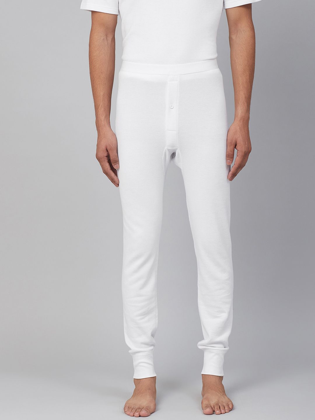 Marks & Spencer Men White Ribbed Joggers Thermal Bottoms-picture-40