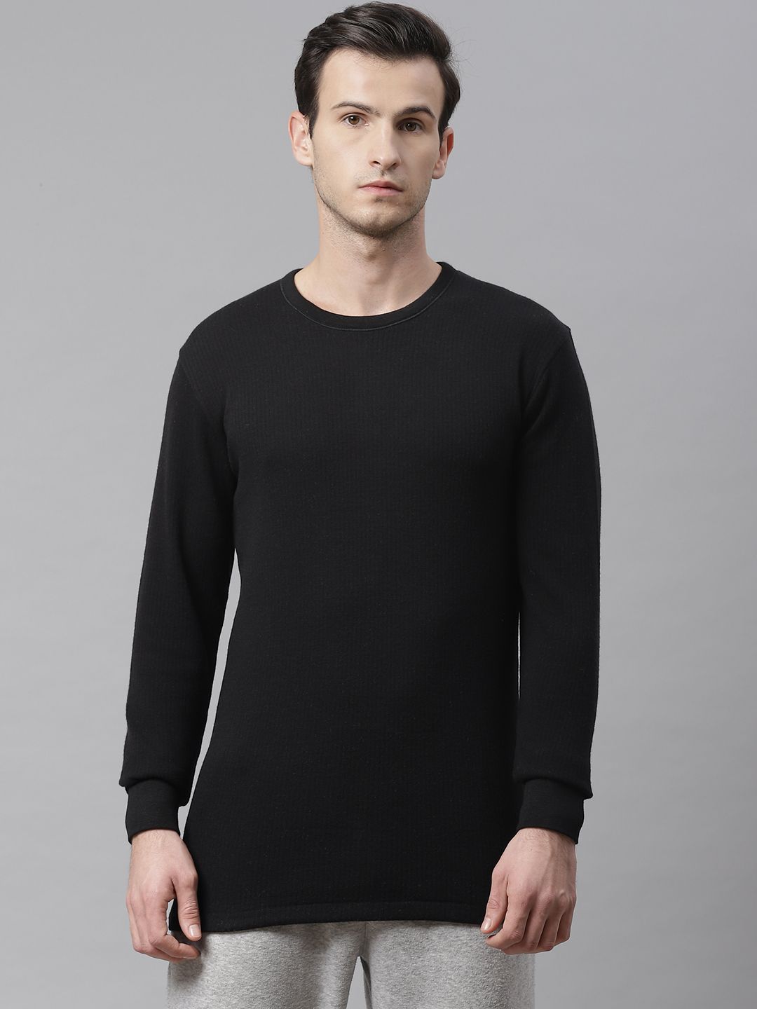 Marks & Spencer Men Black Solid Thermal T-shirt-image-21