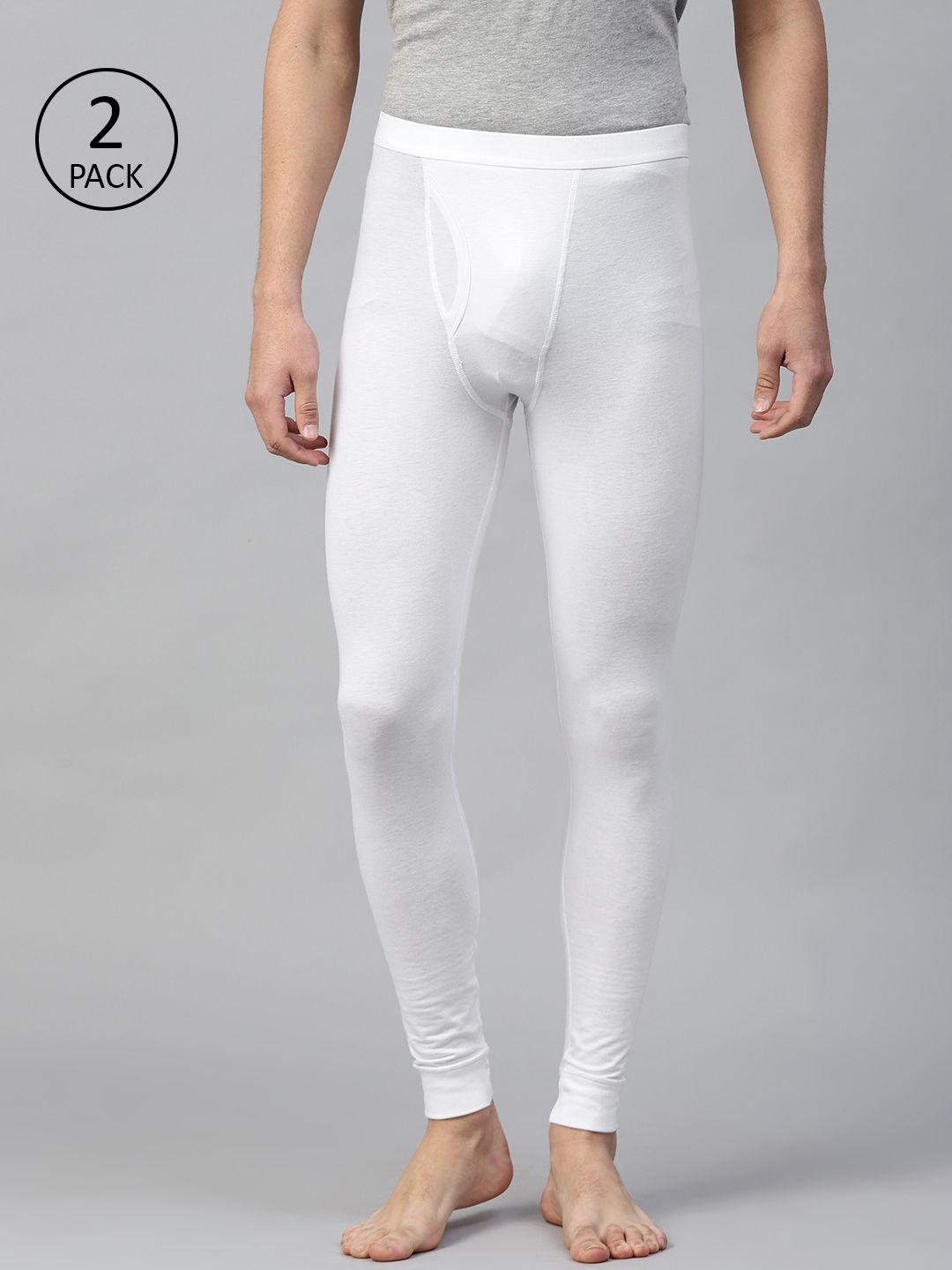 Marks & Spencer Men Pack of 2 White Solid Thermal Bottoms-picture-20