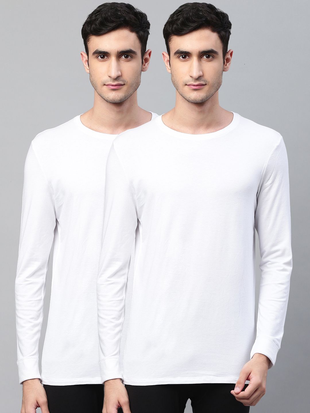 Marks & Spencer Men Pack of 2 White Solid Thermal T-shirts-picture-36