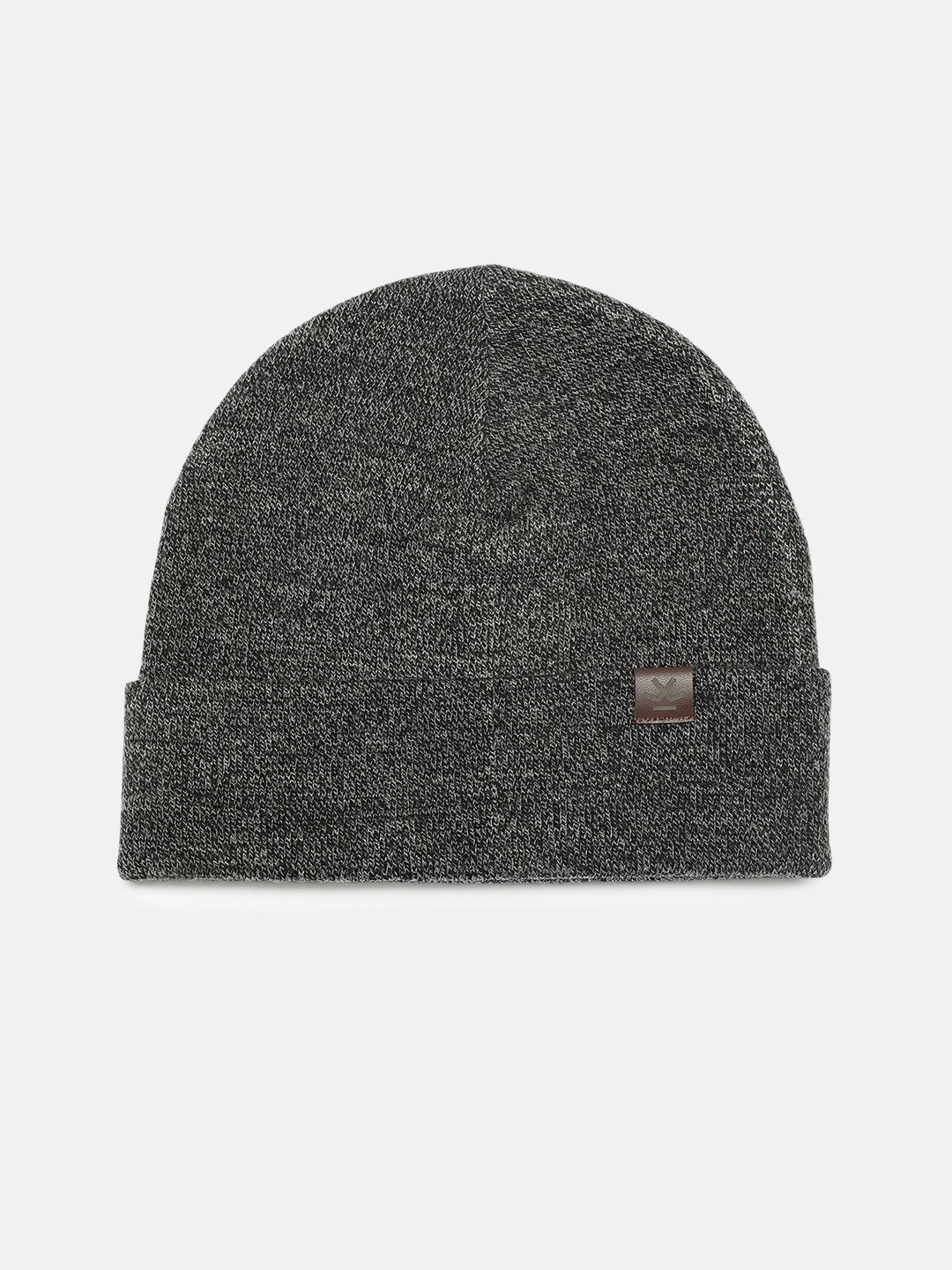 WROGN Unisex Grey Melange Solid Acrylic Beanie-image-0