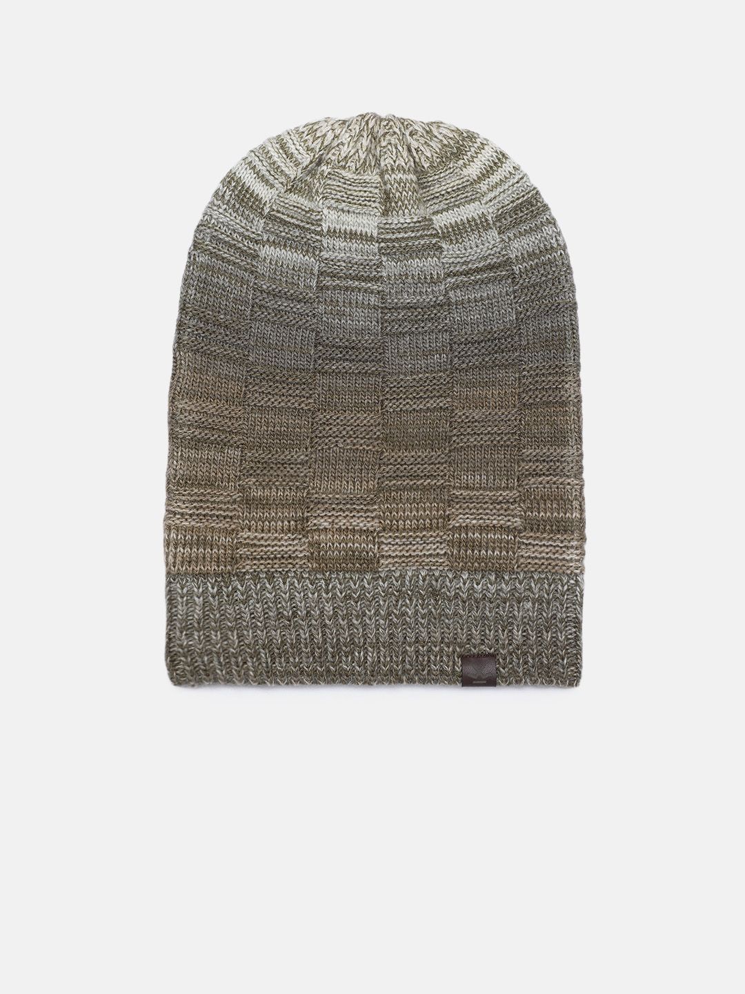WROGN Unisex Beige Self Design Acrylic Beanie-image-12