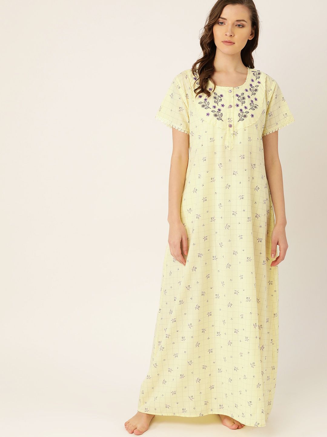 ETC Yellow & Purple Printed Nightdress-picture-37