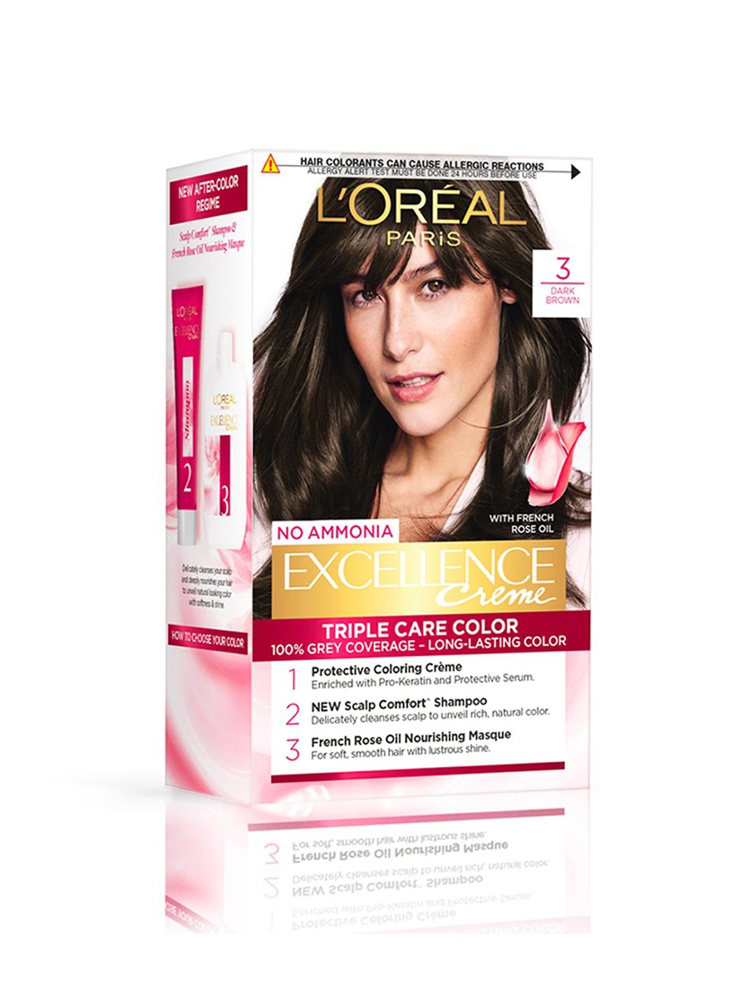 LOreal Paris Excellence Creme Triple Care Hair Color 72 ml+100g - Dark Brown 03