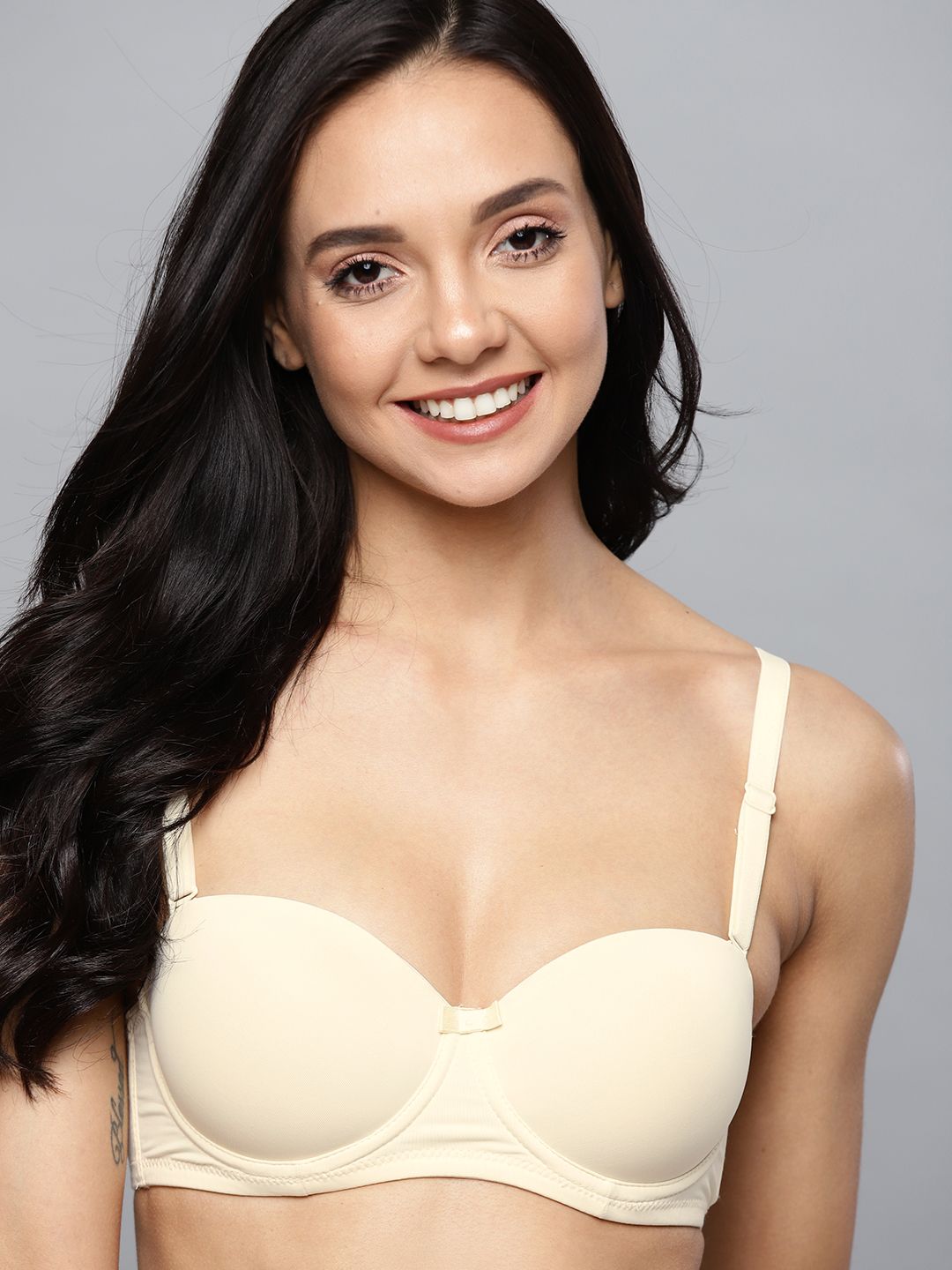 mast & harbour x fwd Mast & Harbour Cream-Coloured Solid Underwired Lightly Padded T-shirt Bra DRMS-140A-picture-17