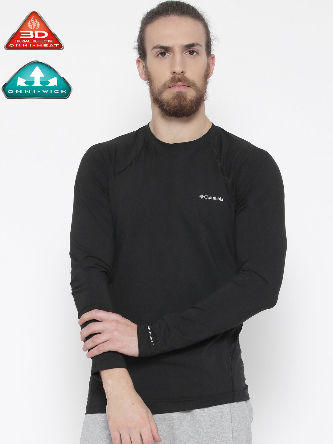 Columbia Men Black Midweight Stretch Solid Round Neck Outdoor T-shirt-picture-57