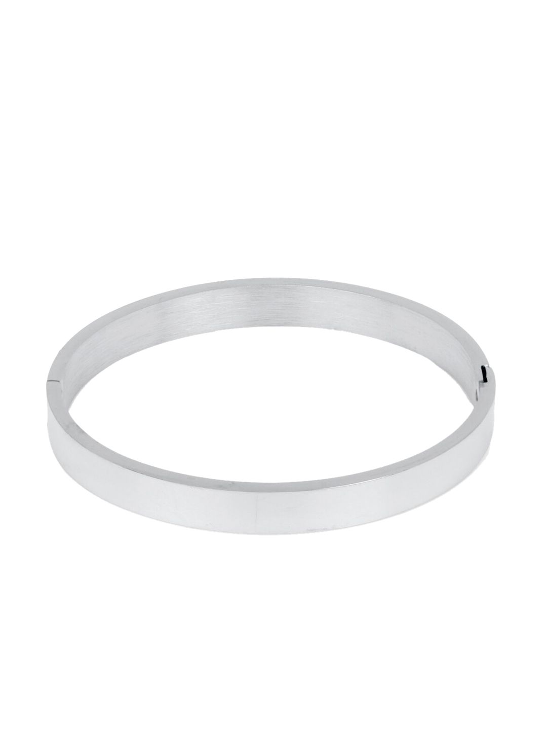 Yellow Chimes Men Rhodium-Plated Silver-Toned Stainless Steel Rhodium-Plated Kada Bracelet-picture-20