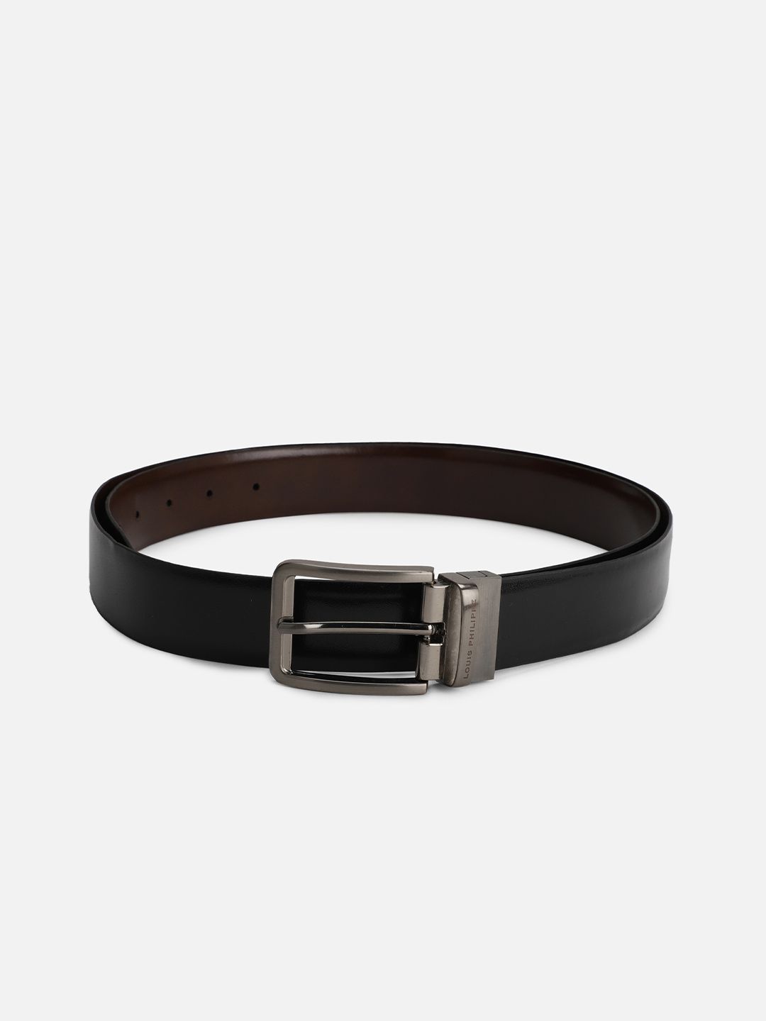 Louis Philippe Men Black & Brown Reversible Leather Belt