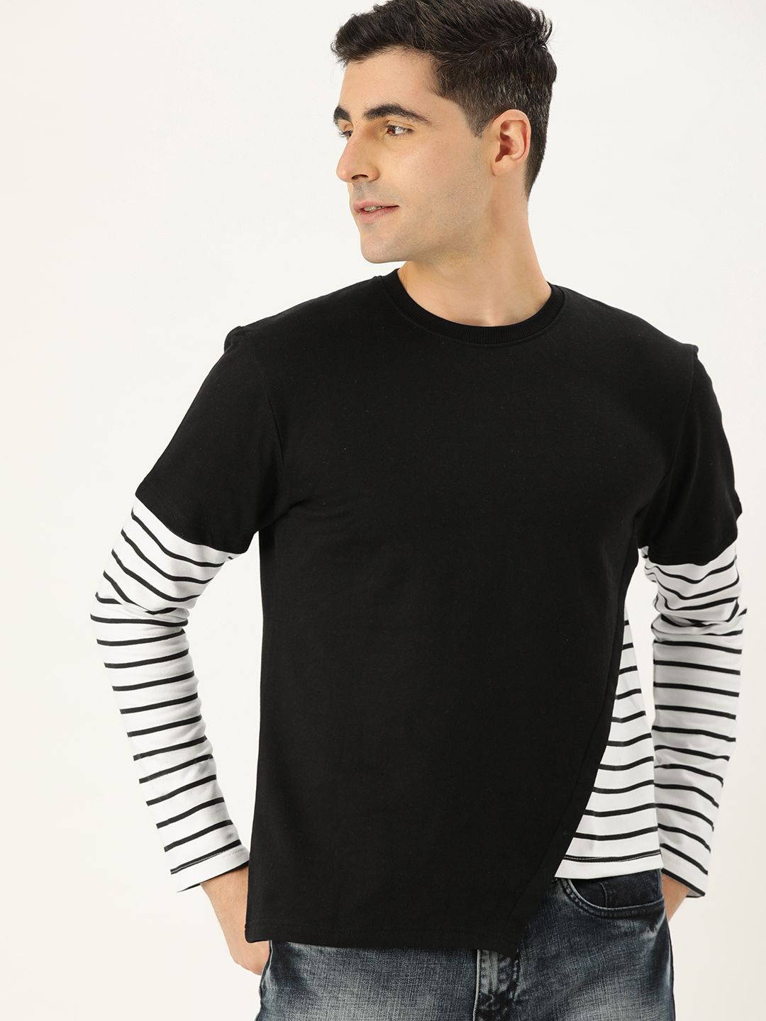 cahoot Campus Sutra Men Black & White Striped Pullover Sweatshirt-picture-16