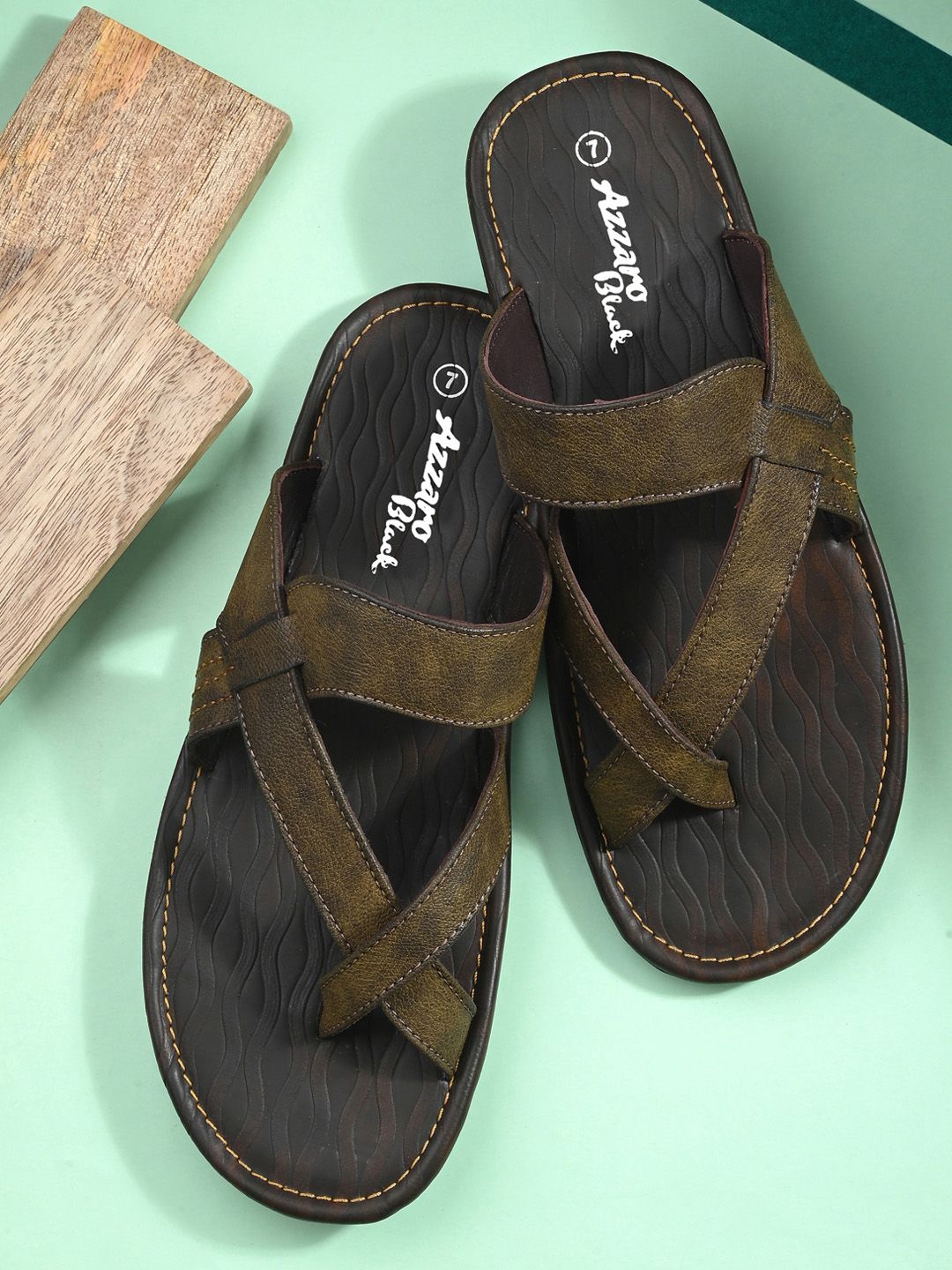 Azzaro Black Men Brown Sandals-image-1