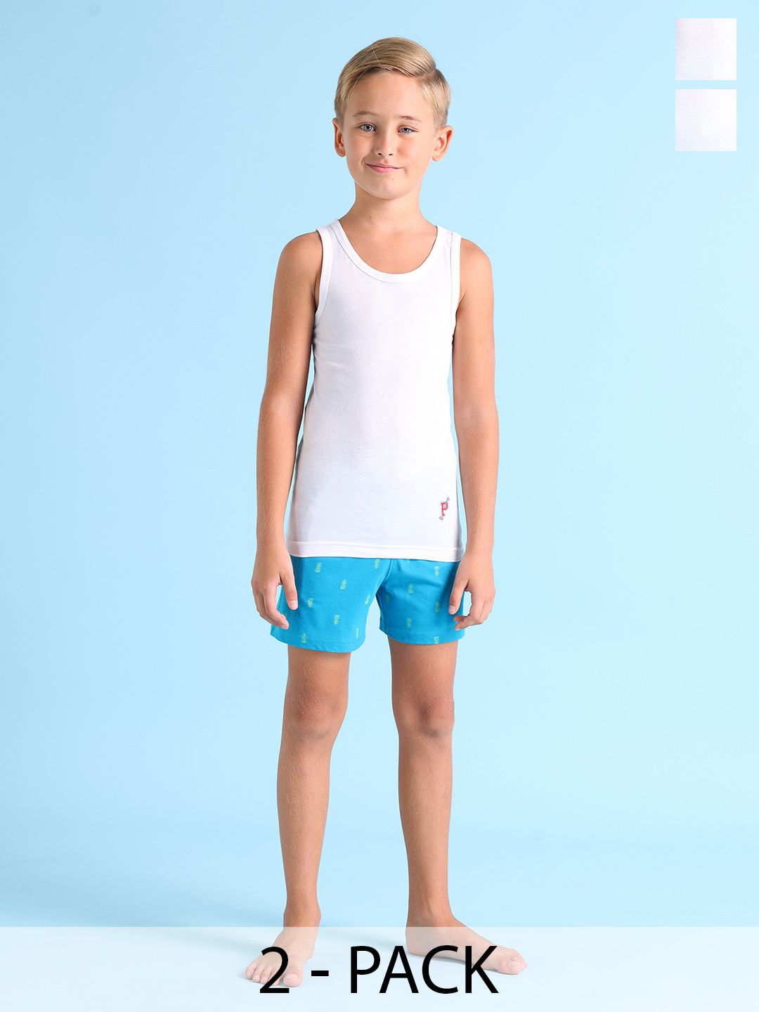 U.S. Polo Assn. Kids Boys Pack of 2 White Solid Innerwear Vests IKVAWHTP2S