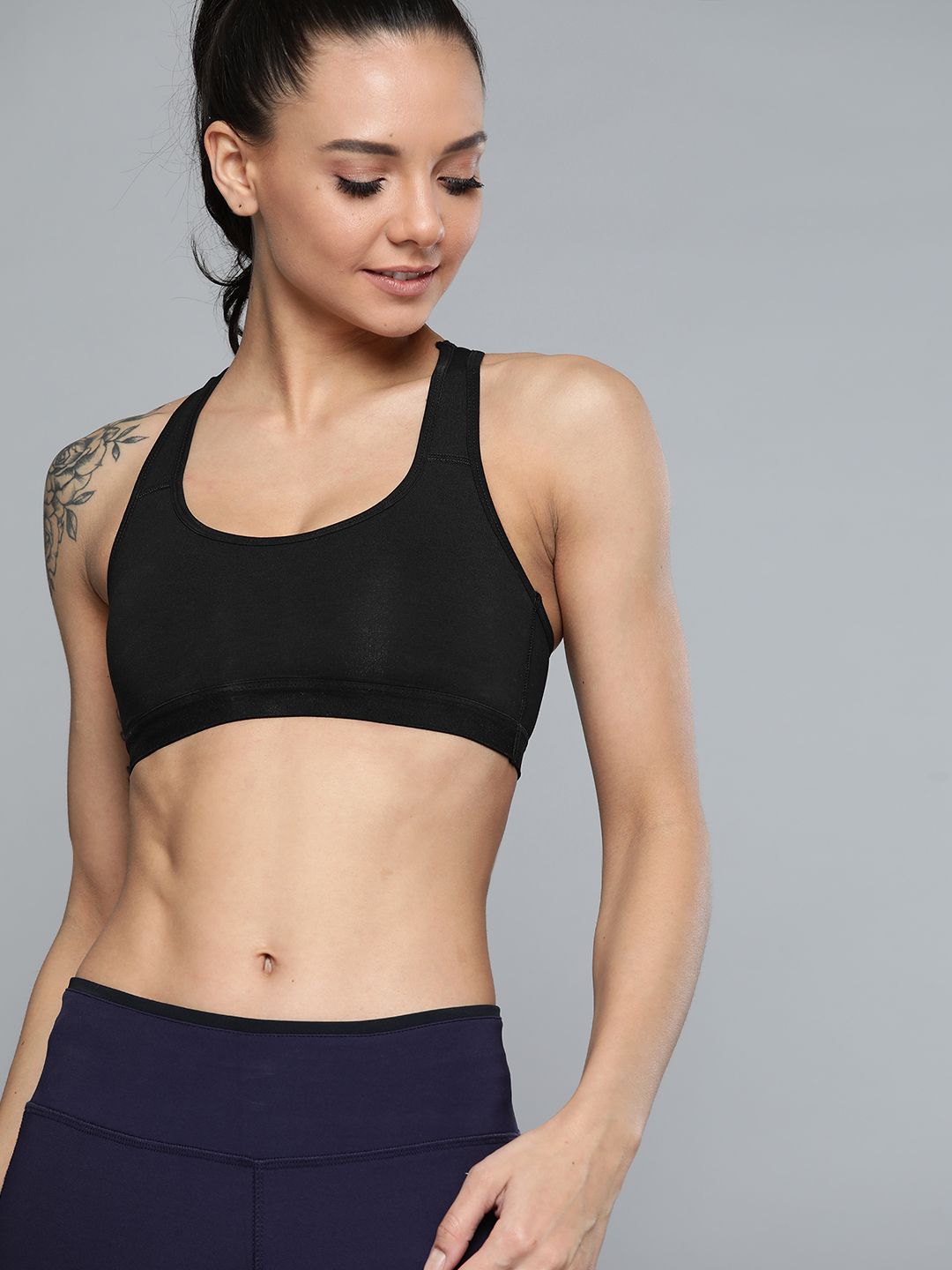 Mast & Harbour Black Solid Non-Wired Non Padded Workout Bra MNH-BRA-DRMS-030A1-image-12