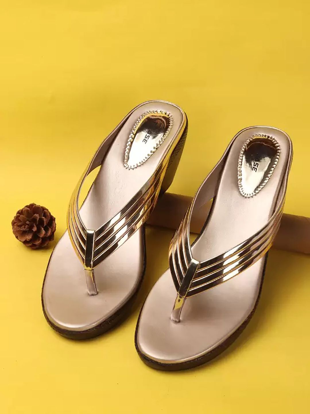 TRASE Women Rose Gold Solid Wedges-picture-19