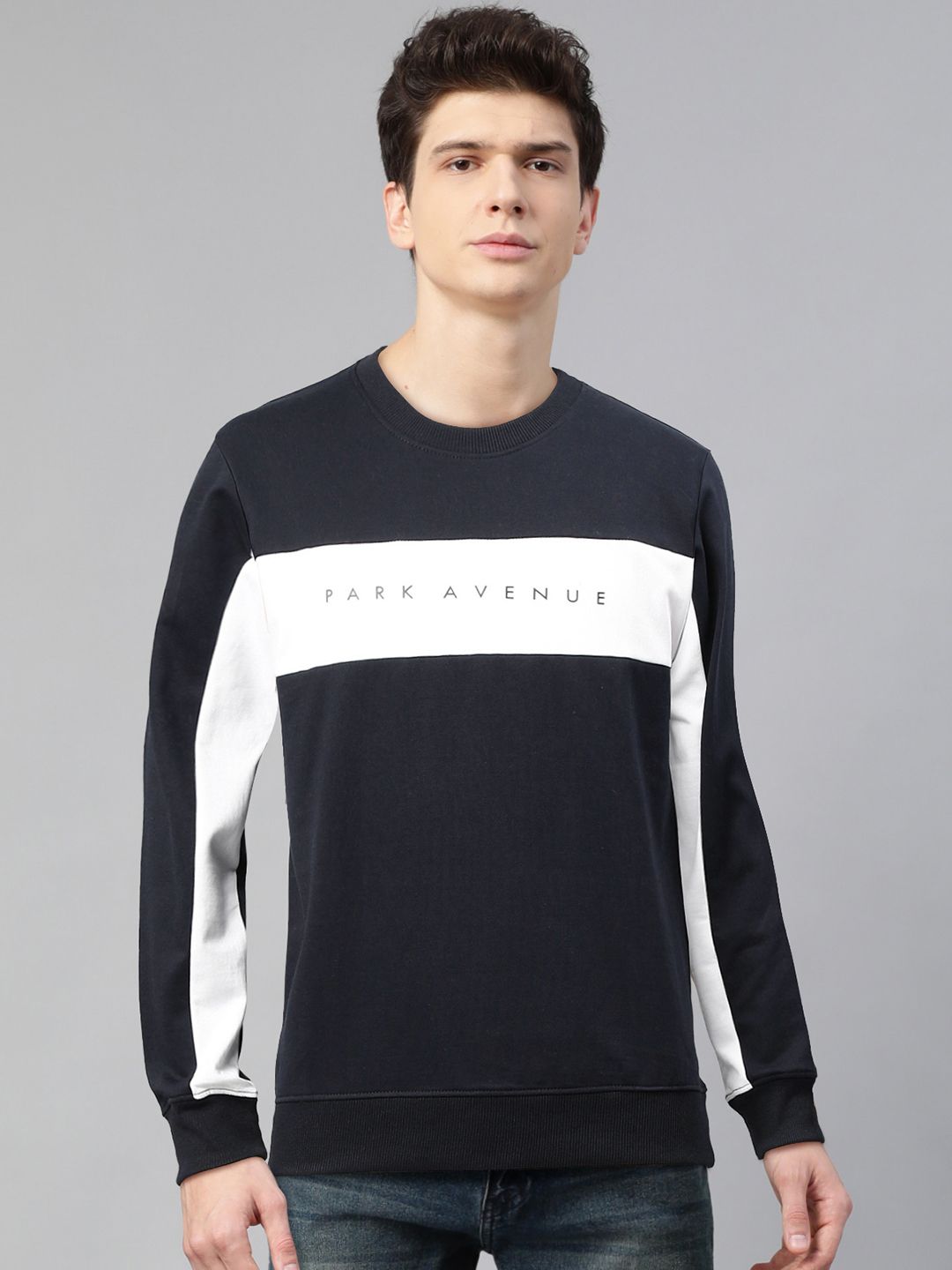 Park Avenue Men Navy Blue & White Printed Sweatshirt-picture-15