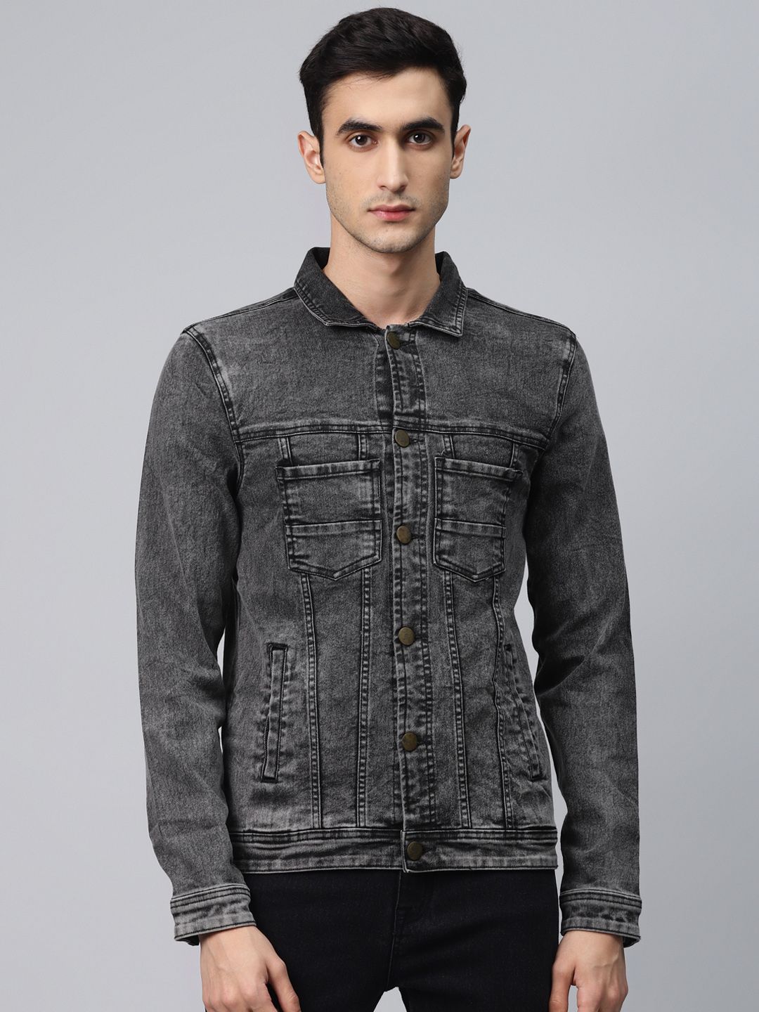 Charcoal grey denim on sale jacket