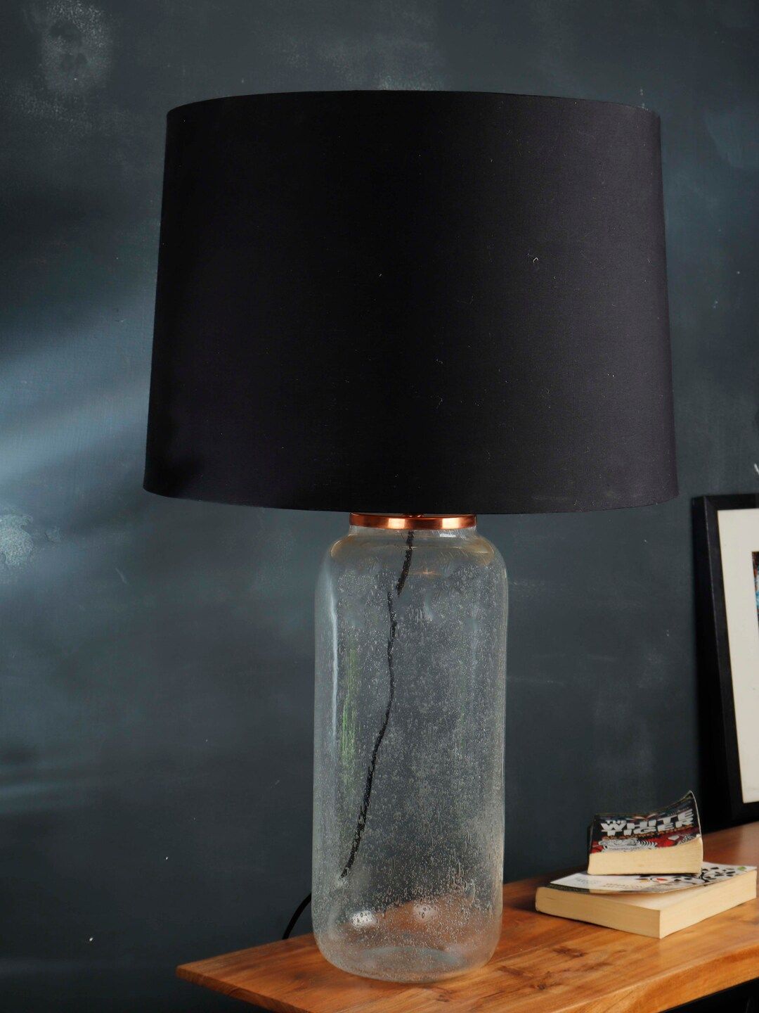 Grated Ginger Black Solid Contemporary Fizz Jar Table Lamp with Shade-image-3