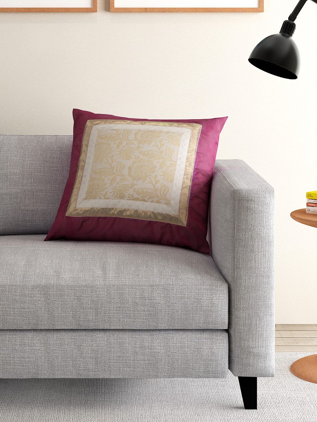 ANS Purple Dual-Toned Single Jacquard 16'' x 16'' Square Cushion Cover-picture-42