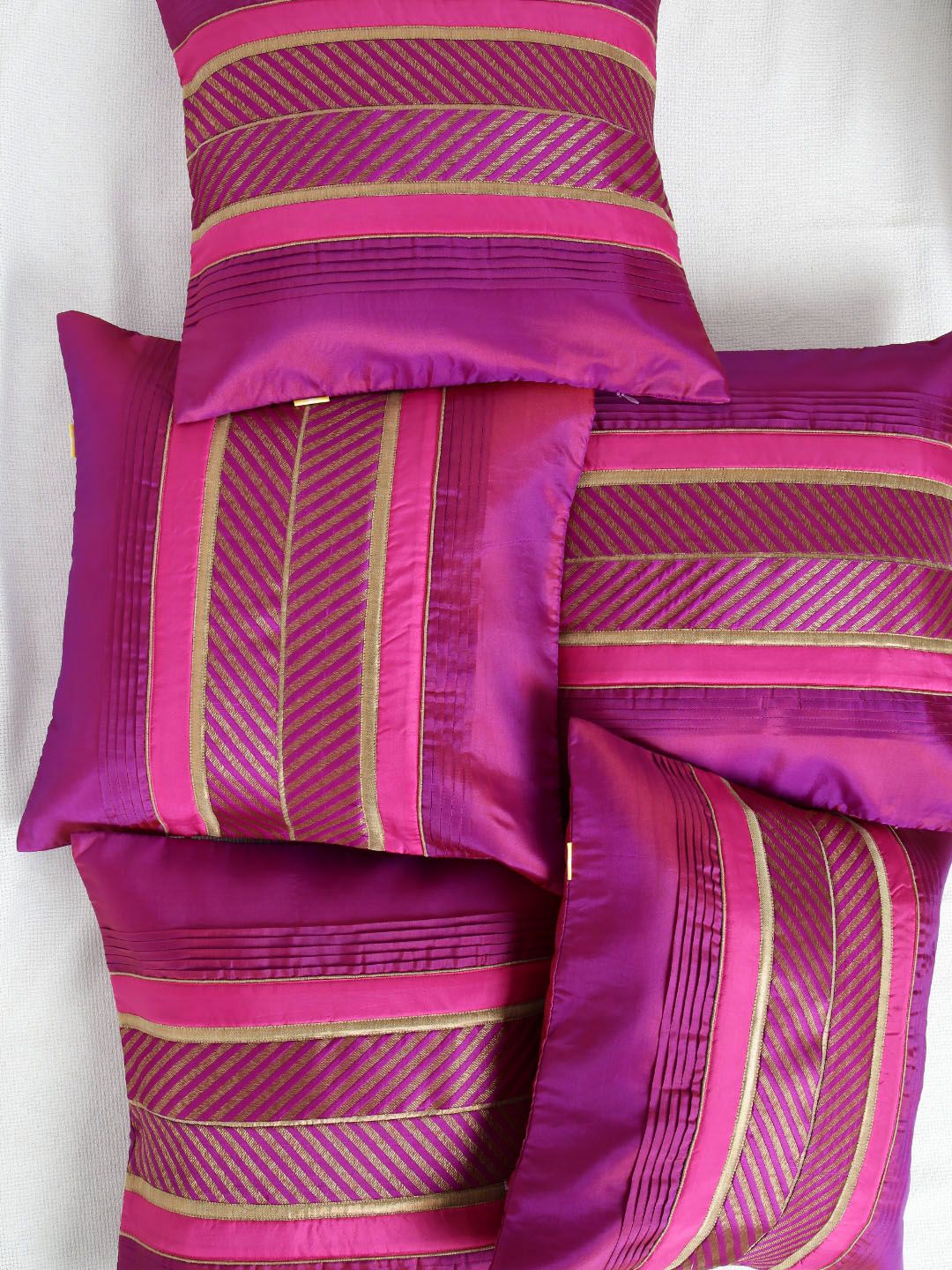 ANS Dual-Toned Purple Set of 5 Brocade 16'' x 16'' Square Cushion Covers-picture-16