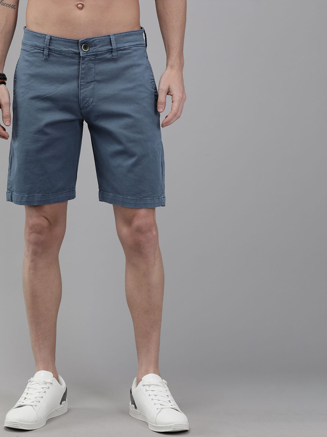 Roadster Men Navy Blue Solid Regular Fit Chino Shorts - Price History