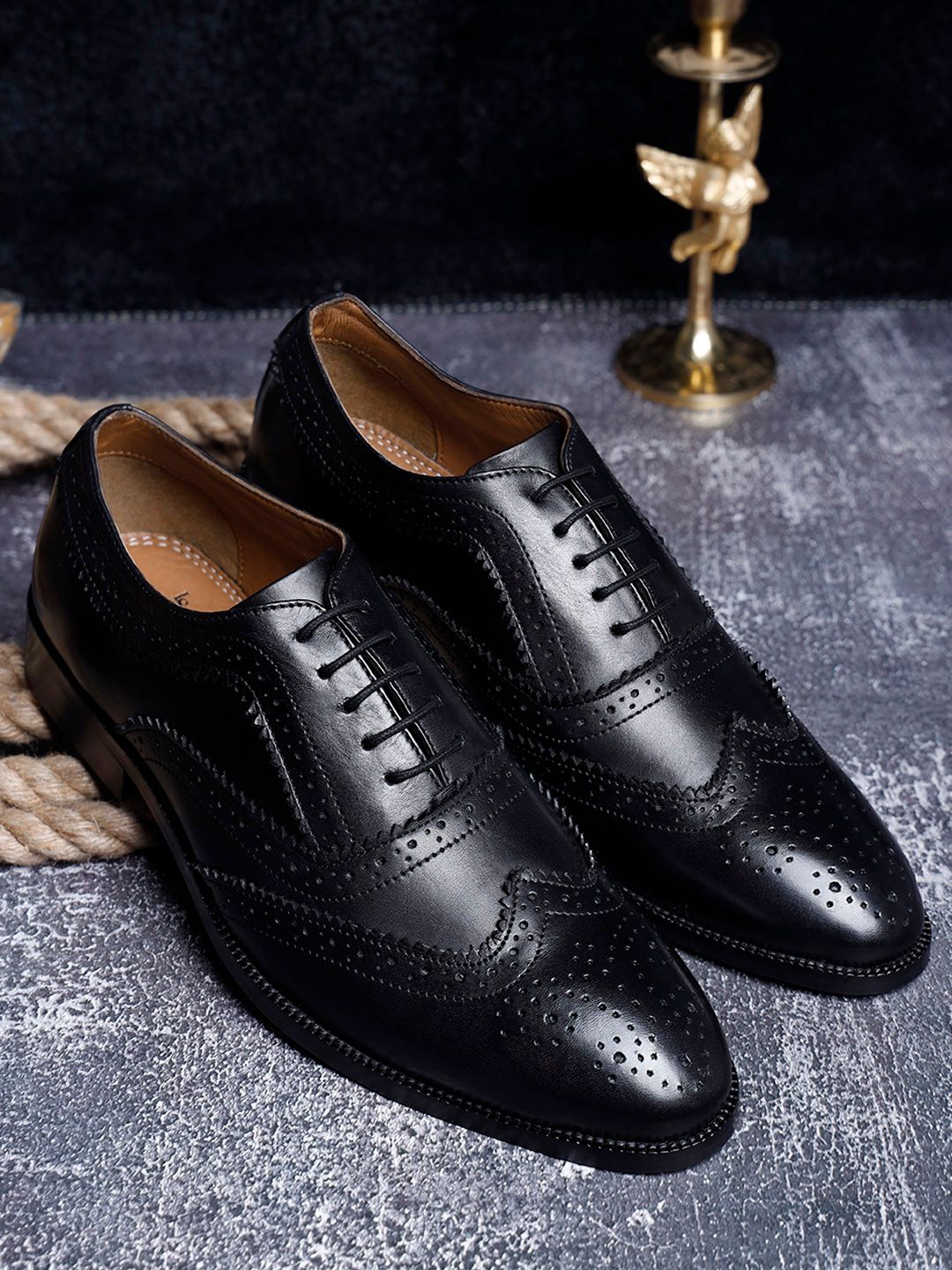 LOUIS STITCH Men Premium Leather Dual Tone Patina Brogue Shoes-picture-30