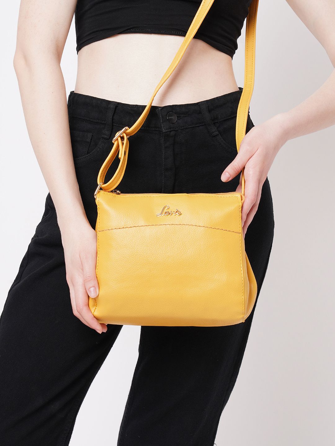 Lavie Solid PU Regular Structured Sling Bag-picture-22