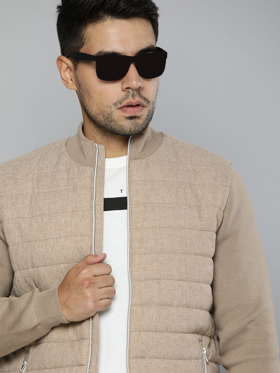 Indian Terrain Men Beige Solid Puffer Jacket Price History